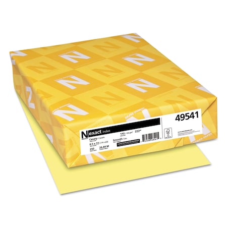 Neenah Paper Exact Index Card Stock, 110lb, 8-1/2 x 11, Canary, 250 Sheets 49541